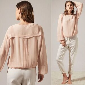 Reiss Marlena Blush Balloon Sleeve Blouse | Balletcore Quiet Luxury